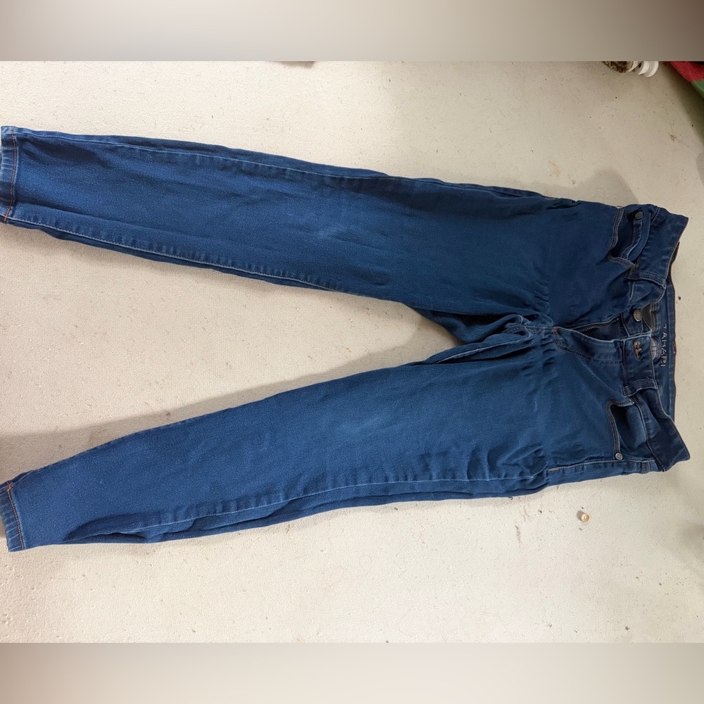 Blue Denim Jeans with Orange Stitching